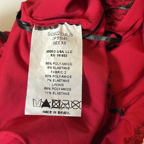 Patbo Bordeaux Textured Lycra Cutout Body Suit Long Sleeve Swim Suit Size XS - Picture 8 of 8